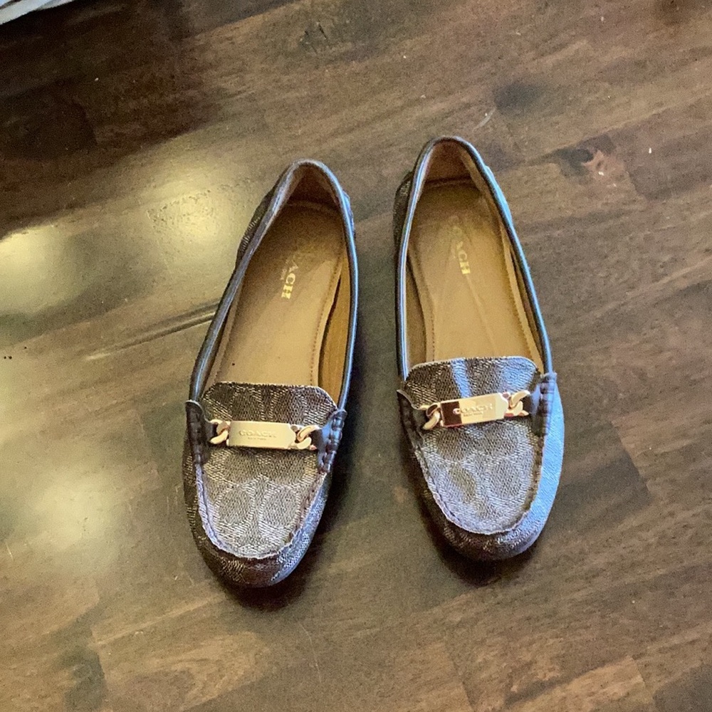 Coach Brown Flats with Gold Hardware